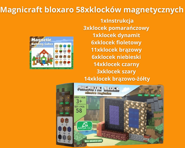 MagniCraft Bloxaro (58 ELEMENTÓW) klocki magnetyczne